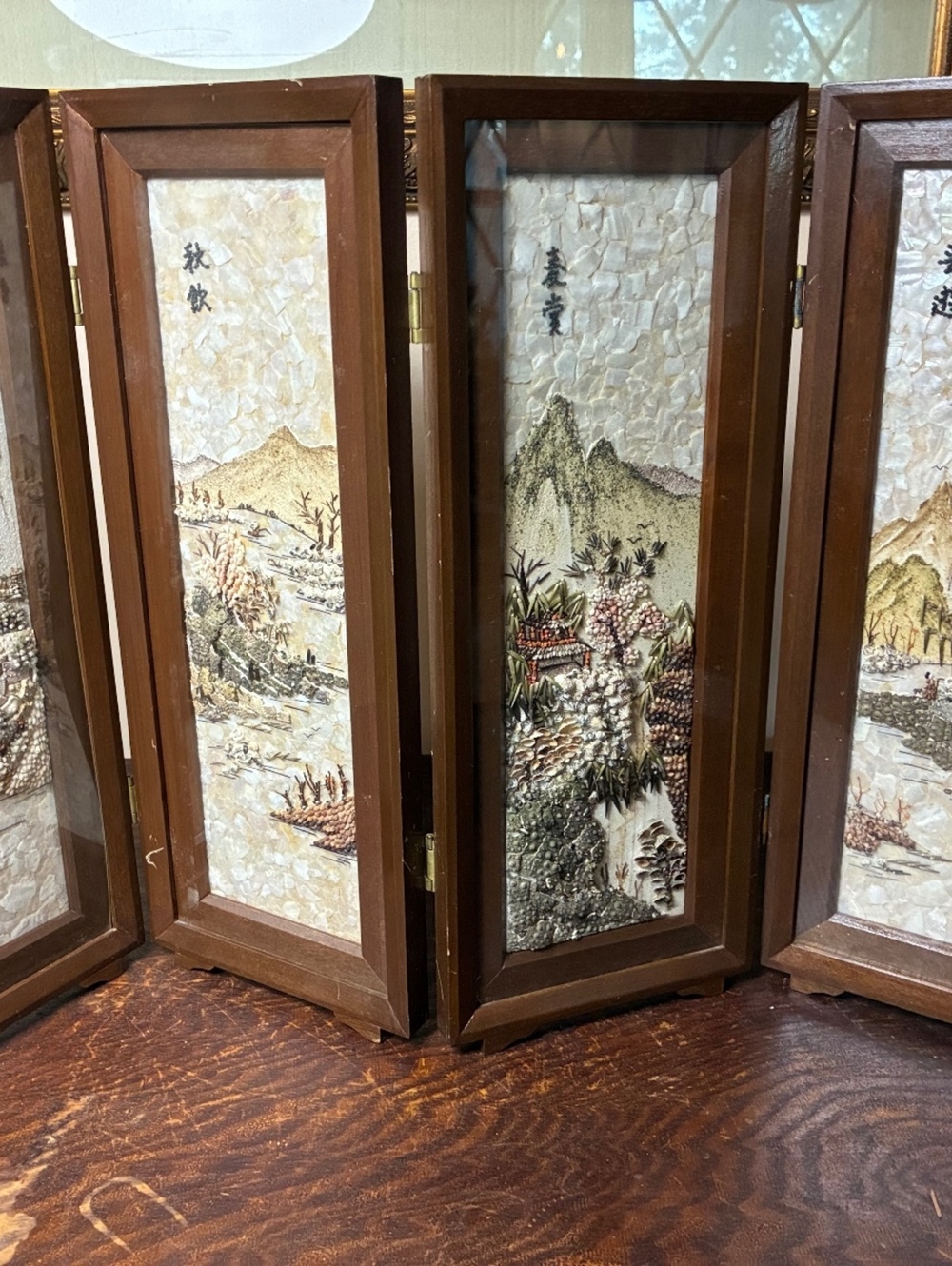 Vintage 4-Panel Hinged Tabletop Diorama Art